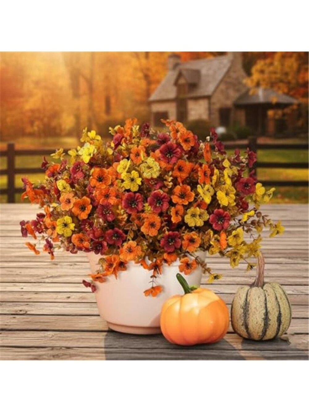 6 PCS Artificial Fall Flowers for Outdoors Fake Fall Flowers Faux Mums